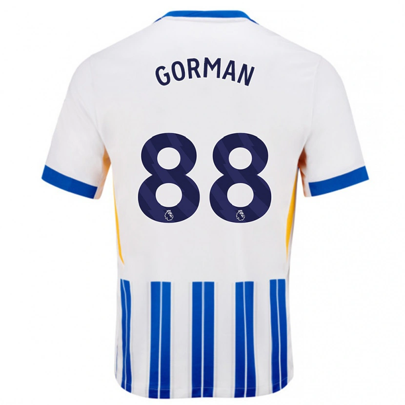 Danxen Barn Ronnie Gorman #88 Hvit Blå Nålestriper Hjemmetrøye Drakt Trøye 2024/25 Skjorter T-Skjorte