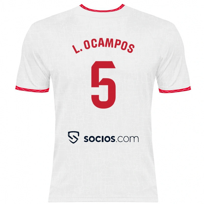 Danxen Barn Lucas Ocampos #5 Hvit Rød Hjemmetrøye Drakt Trøye 2024/25 Skjorter T-Skjorte