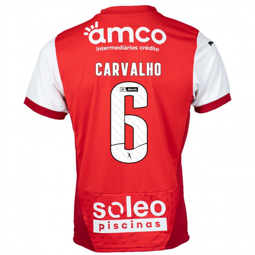 Danxen Barn Vitor Carvalho #6 Rød Hvit Hjemmetrøye Drakt Trøye 2024/25 Skjorter T-Skjorte