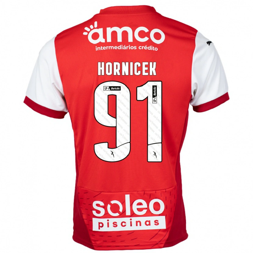 Danxen Barn Lukas Hornicek #91 Rød Hvit Hjemmetrøye Drakt Trøye 2024/25 Skjorter T-Skjorte