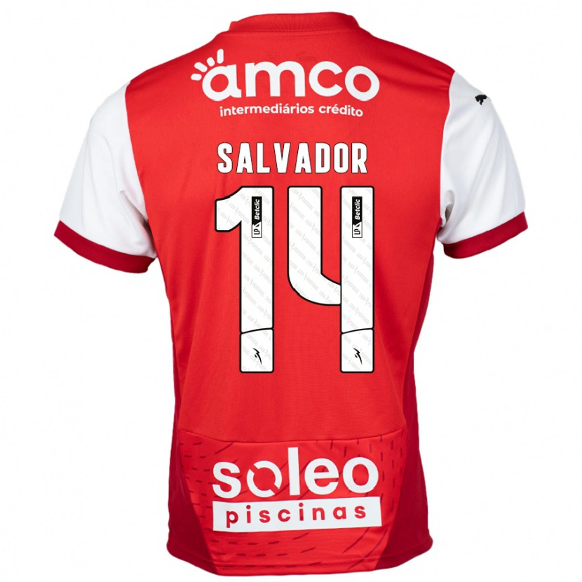 Danxen Barn João Salvador #14 Rød Hvit Hjemmetrøye Drakt Trøye 2024/25 Skjorter T-Skjorte