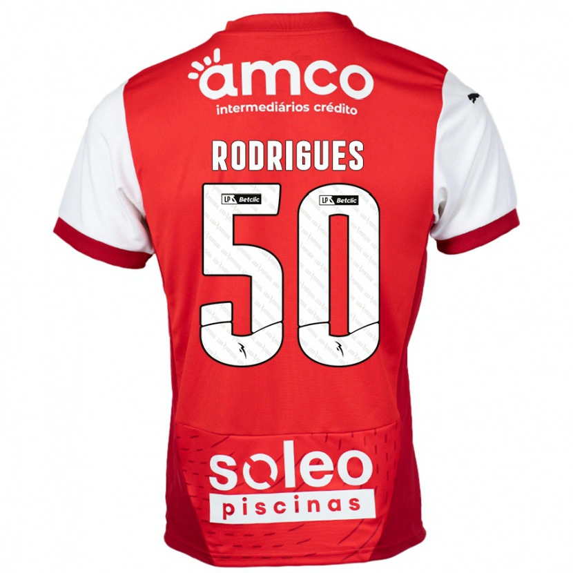 Danxen Barn Diego Rodrigues #50 Rød Hvit Hjemmetrøye Drakt Trøye 2024/25 Skjorter T-Skjorte