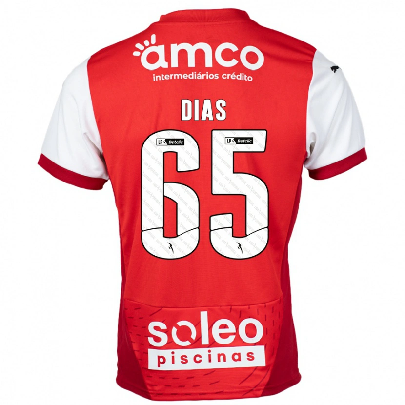 Danxen Barn Leandro Dias #65 Rød Hvit Hjemmetrøye Drakt Trøye 2024/25 Skjorter T-Skjorte