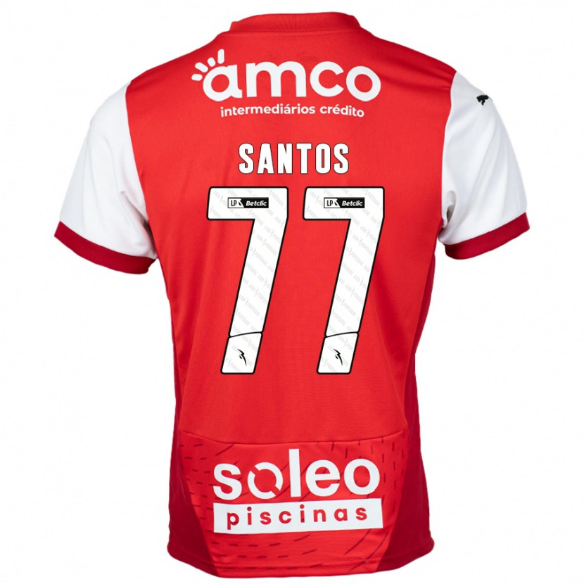 Danxen Barn Edu Santos #77 Rød Hvit Hjemmetrøye Drakt Trøye 2024/25 Skjorter T-Skjorte