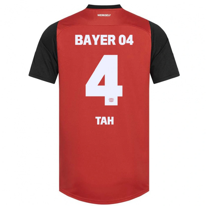 Danxen Barn Jonathan Tah #4 Rød Svart Hjemmetrøye Drakt Trøye 2024/25 Skjorter T-Skjorte