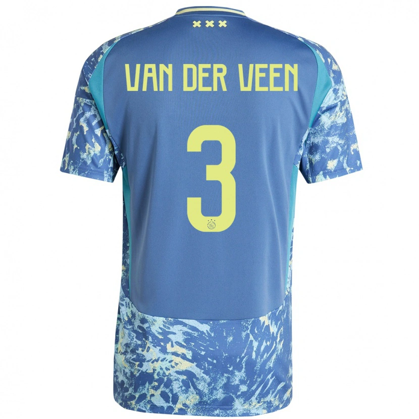 Danxen Barn Roos Van Der Veen #3 Grå Blå Gul Bortetrøye Drakt Trøye 2024/25 Skjorter T-Skjorte