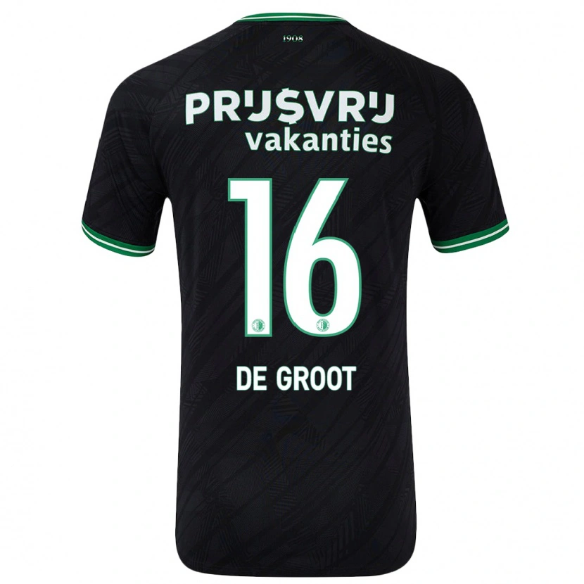 Danxen Barn Jasmijn De Groot #16 Svart Grønn Bortetrøye Drakt Trøye 2024/25 Skjorter T-Skjorte
