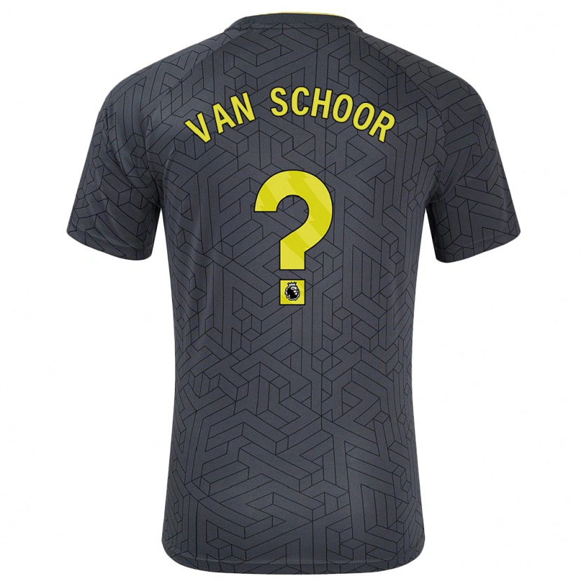 Danxen Barn Joshua Van Schoor #0 Svart Gul Bortetrøye Drakt Trøye 2024/25 Skjorter T-Skjorte
