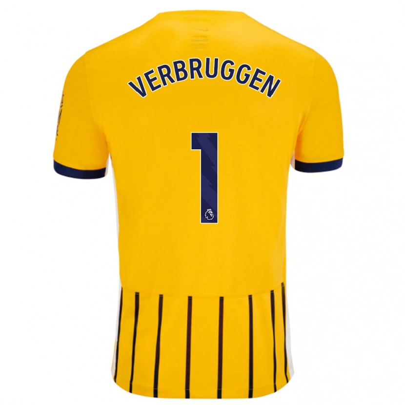 Danxen Barn Bart Verbruggen #1 Gullblå Nålestriper Bortetrøye Drakt Trøye 2024/25 Skjorter T-Skjorte