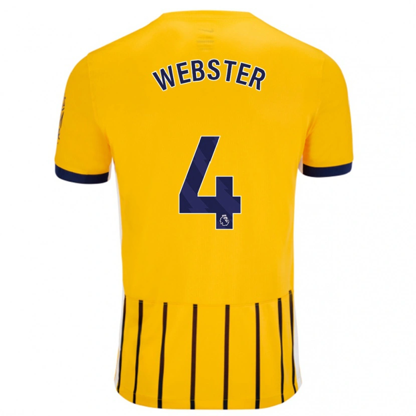 Danxen Barn Adam Webster #4 Gullblå Nålestriper Bortetrøye Drakt Trøye 2024/25 Skjorter T-Skjorte