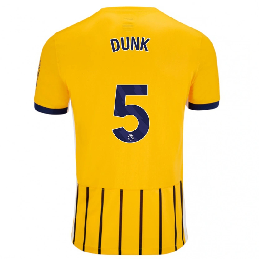 Danxen Barn Lewis Dunk #5 Gullblå Nålestriper Bortetrøye Drakt Trøye 2024/25 Skjorter T-Skjorte
