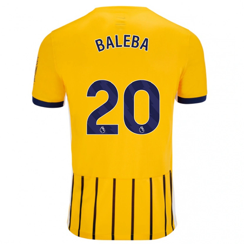 Danxen Barn Carlos Baleba #20 Gullblå Nålestriper Bortetrøye Drakt Trøye 2024/25 Skjorter T-Skjorte