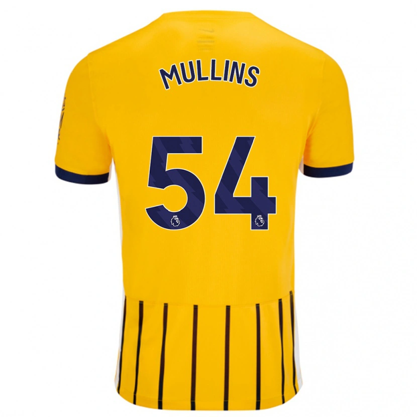 Danxen Barn Jamie Mullins #54 Gullblå Nålestriper Bortetrøye Drakt Trøye 2024/25 Skjorter T-Skjorte