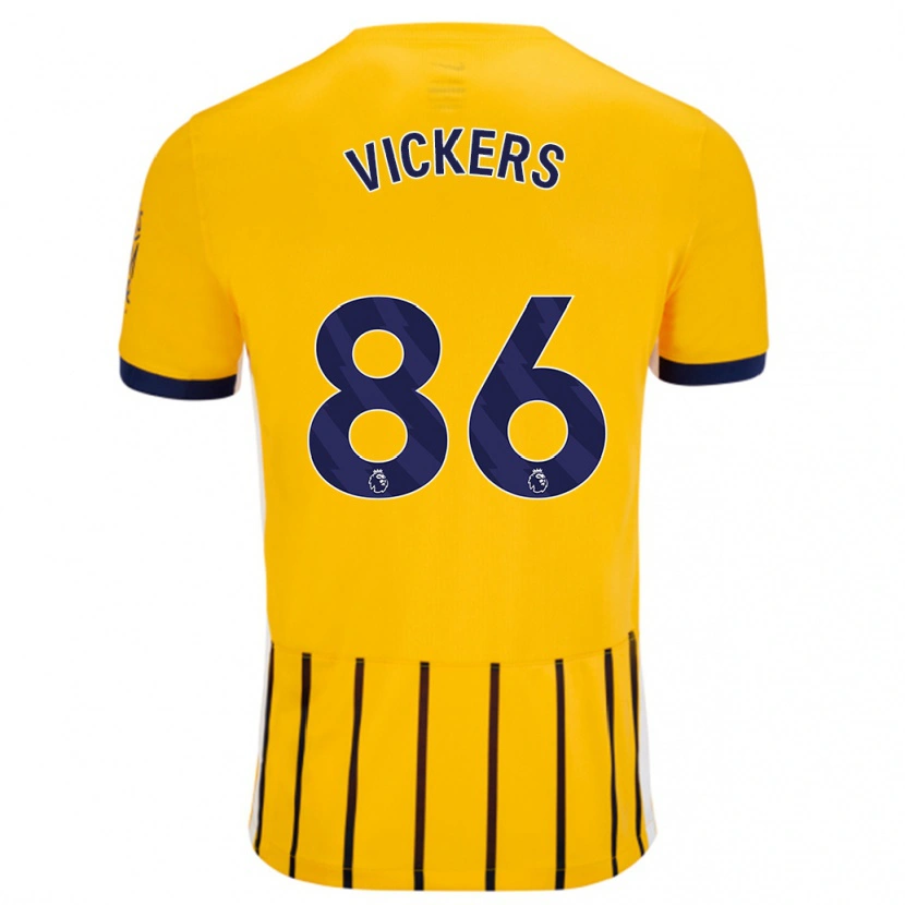 Danxen Barn Jacob Vickers #86 Gullblå Nålestriper Bortetrøye Drakt Trøye 2024/25 Skjorter T-Skjorte
