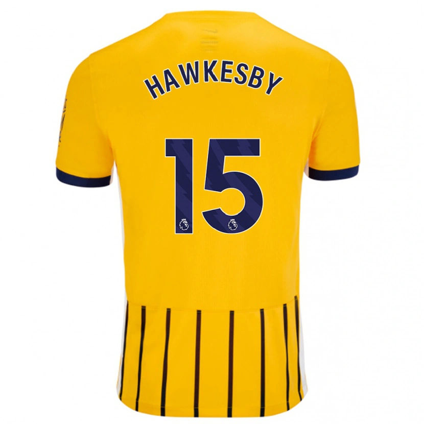 Danxen Barn Mackenzie Hawkesby #15 Gullblå Nålestriper Bortetrøye Drakt Trøye 2024/25 Skjorter T-Skjorte