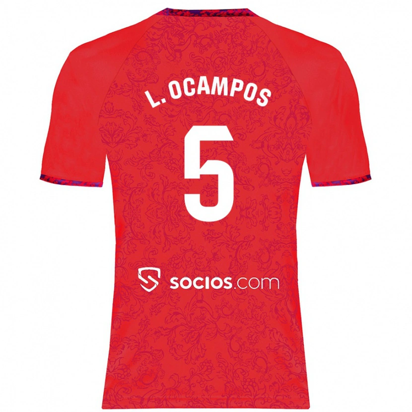 Danxen Barn Lucas Ocampos #5 Rød Bortetrøye Drakt Trøye 2024/25 Skjorter T-Skjorte