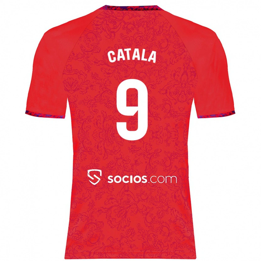 Danxen Barn Rubén Catalá #9 Rød Bortetrøye Drakt Trøye 2024/25 Skjorter T-Skjorte