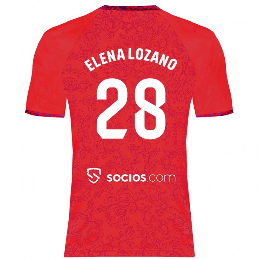 Danxen Barn Elena Lozano Gallego #28 Rød Bortetrøye Drakt Trøye 2024/25 Skjorter T-Skjorte