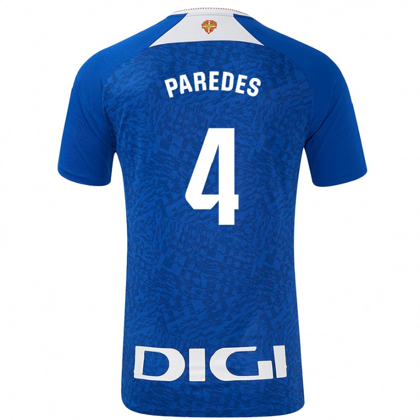 Danxen Barn Aitor Paredes #4 Kongeblå Bortetrøye Drakt Trøye 2024/25 Skjorter T-Skjorte