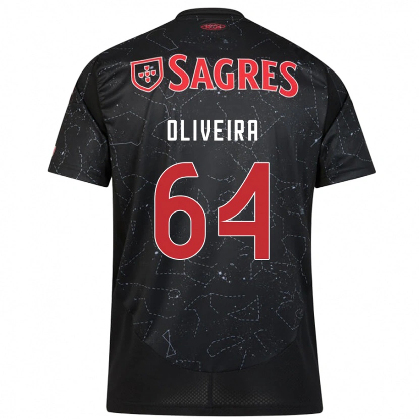 Danxen Barn Gonçalo Oliveira #64 Svart Rød Bortetrøye Drakt Trøye 2024/25 Skjorter T-Skjorte