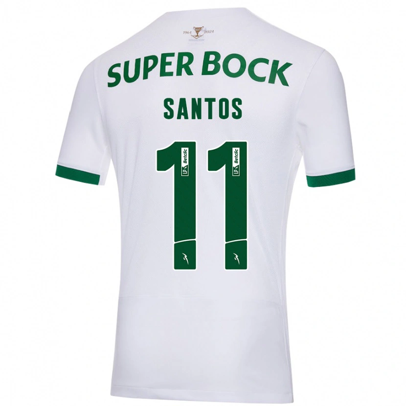 Danxen Barn Nuno Santos #11 Hvit Grønn Bortetrøye Drakt Trøye 2024/25 Skjorter T-Skjorte