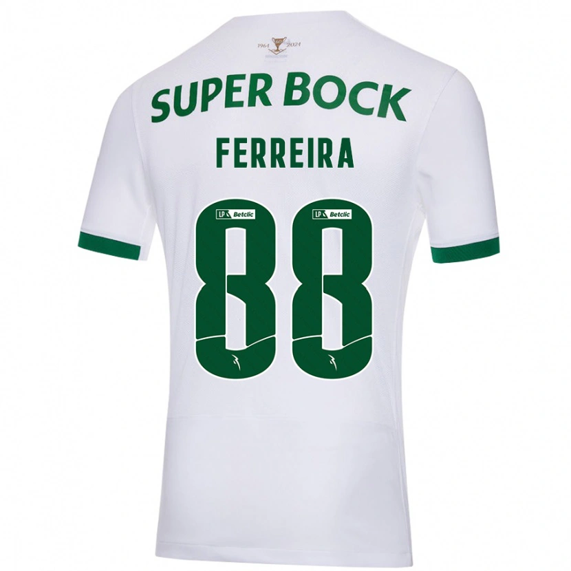 Danxen Barn Tiago Ferreira #88 Hvit Grønn Bortetrøye Drakt Trøye 2024/25 Skjorter T-Skjorte