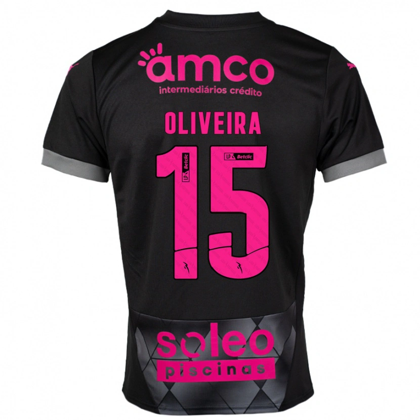 Danxen Barn Paulo Oliveira #15 Svart Rosa Bortetrøye Drakt Trøye 2024/25 Skjorter T-Skjorte