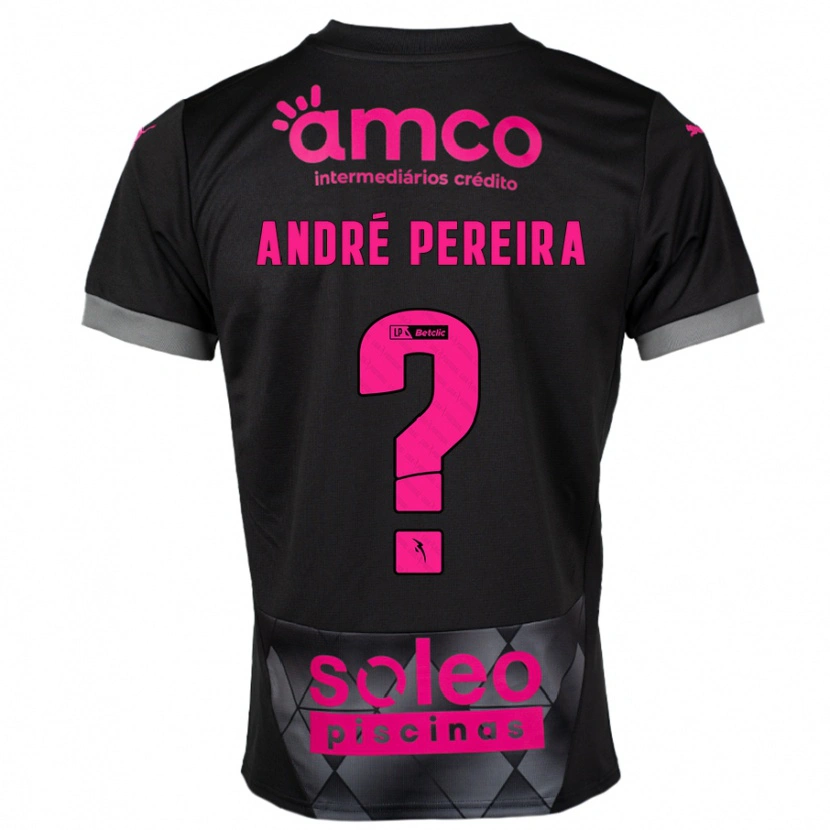 Danxen Barn João André Pereira #0 Svart Rosa Bortetrøye Drakt Trøye 2024/25 Skjorter T-Skjorte