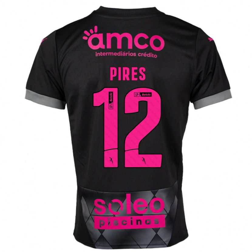Danxen Barn Hugo Pires #12 Svart Rosa Bortetrøye Drakt Trøye 2024/25 Skjorter T-Skjorte