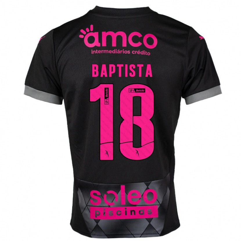 Danxen Barn Tiago Baptista #18 Svart Rosa Bortetrøye Drakt Trøye 2024/25 Skjorter T-Skjorte
