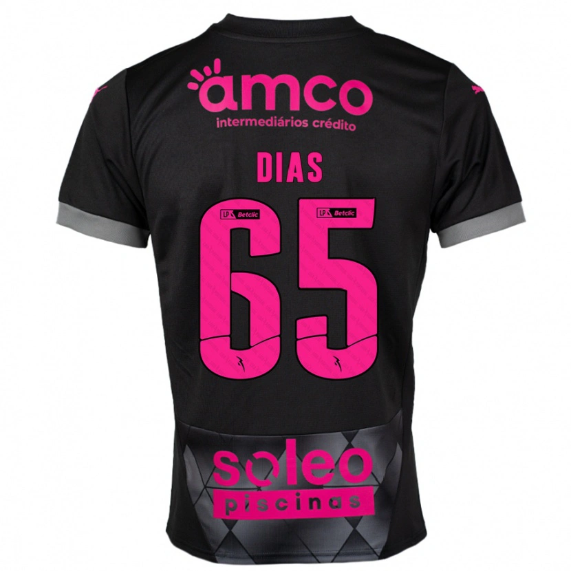 Danxen Barn Leandro Dias #65 Svart Rosa Bortetrøye Drakt Trøye 2024/25 Skjorter T-Skjorte