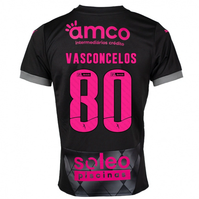 Danxen Barn Vasconcelos #80 Svart Rosa Bortetrøye Drakt Trøye 2024/25 Skjorter T-Skjorte