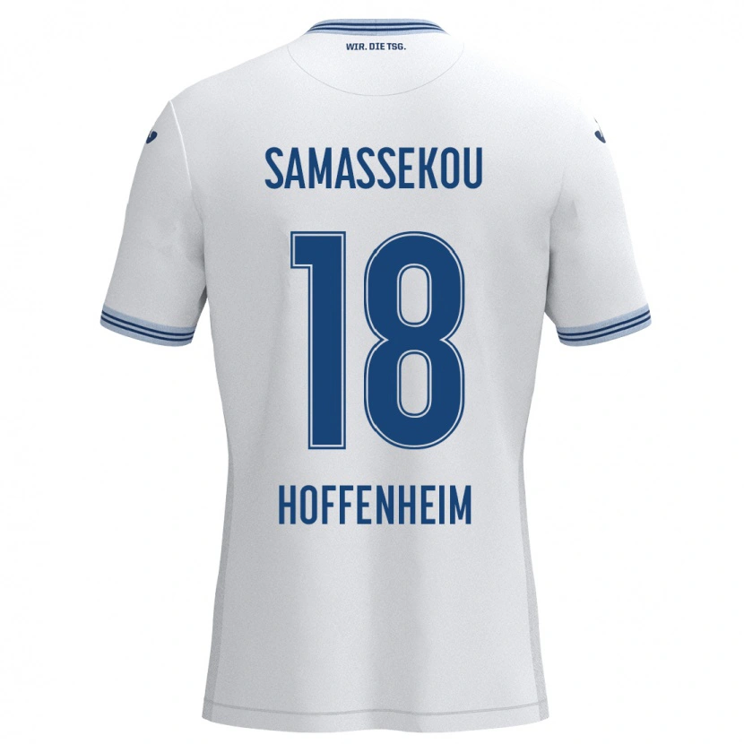 Danxen Barn Diadié Samassékou #18 Hvit Blå Bortetrøye Drakt Trøye 2024/25 Skjorter T-Skjorte