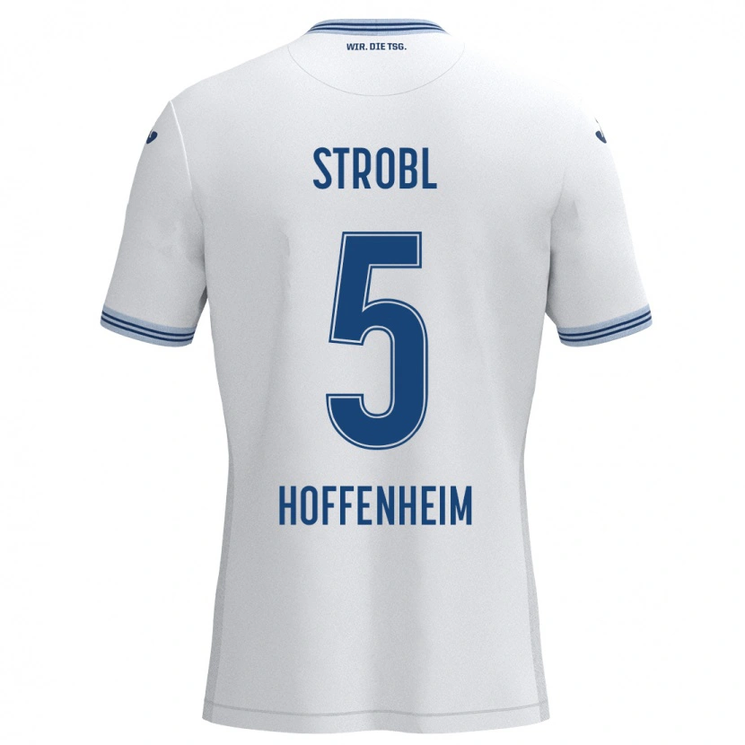 Danxen Barn Lars Strobl #5 Hvit Blå Bortetrøye Drakt Trøye 2024/25 Skjorter T-Skjorte