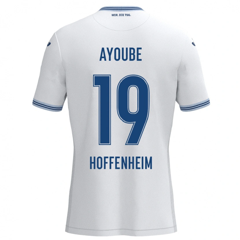 Danxen Barn Ayoube Amaimouni-Echghouyab #19 Hvit Blå Bortetrøye Drakt Trøye 2024/25 Skjorter T-Skjorte