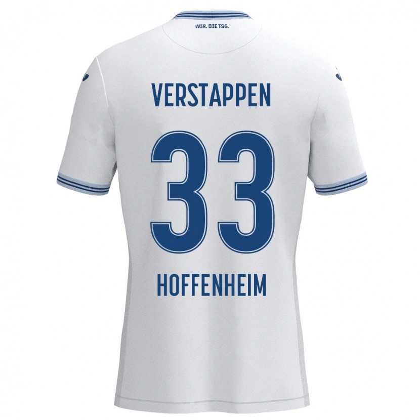 Danxen Barn Eric Verstappen #33 Hvit Blå Bortetrøye Drakt Trøye 2024/25 Skjorter T-Skjorte