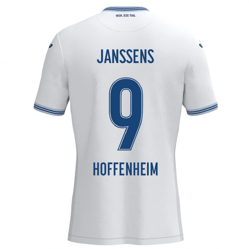 Danxen Barn Jill Janssens #9 Hvit Blå Bortetrøye Drakt Trøye 2024/25 Skjorter T-Skjorte