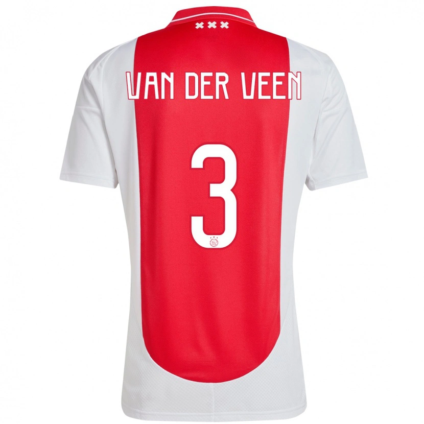 Danxen Mann Roos Van Der Veen #3 Rød Hvit Hjemmetrøye Drakt Trøye 2024/25 Skjorter T-Skjorte