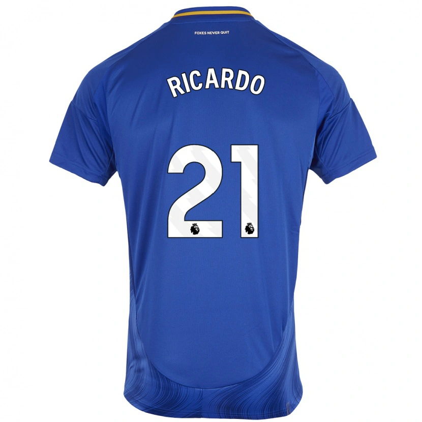 Danxen Mann Ricardo Pereira #21 Blå Hvit Hjemmetrøye Drakt Trøye 2024/25 Skjorter T-Skjorte