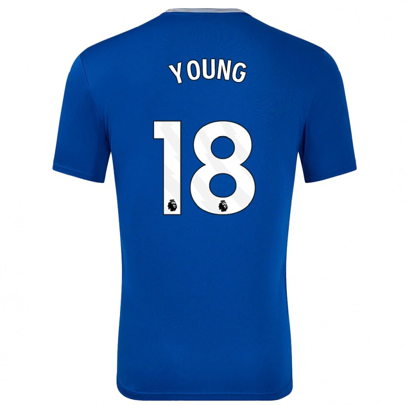 Danxen Mann Ashley Young #18 Blå Med Hjemmetrøye Drakt Trøye 2024/25 Skjorter T-Skjorte