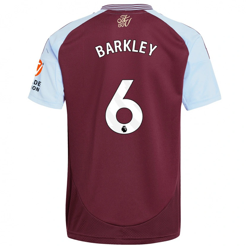 Danxen Mann Ross Barkley #6 Burgund Himmelblå Hjemmetrøye Drakt Trøye 2024/25 Skjorter T-Skjorte