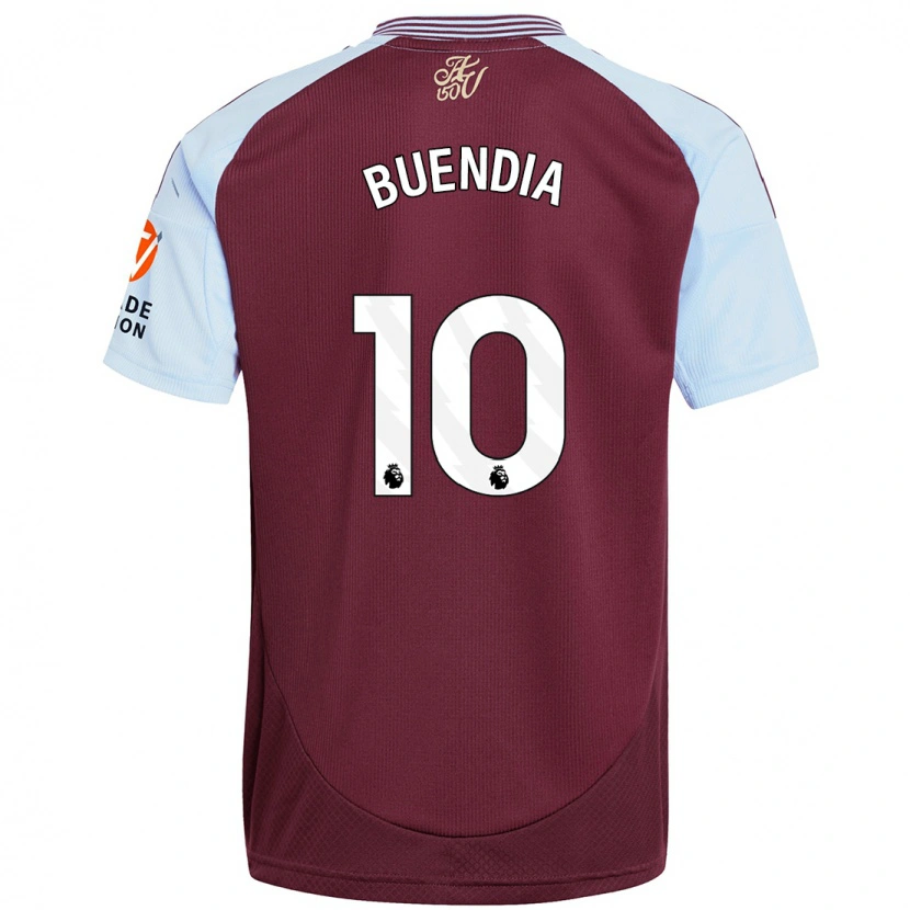 Danxen Mann Emiliano Buendía #10 Burgund Himmelblå Hjemmetrøye Drakt Trøye 2024/25 Skjorter T-Skjorte