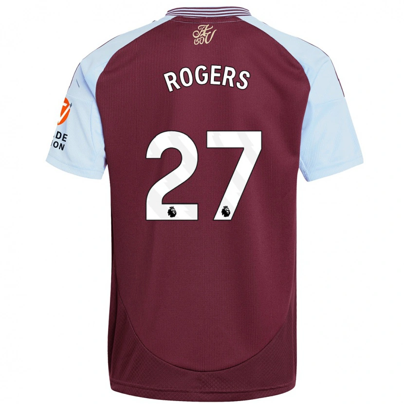 Danxen Mann Morgan Rogers #27 Burgund Himmelblå Hjemmetrøye Drakt Trøye 2024/25 Skjorter T-Skjorte