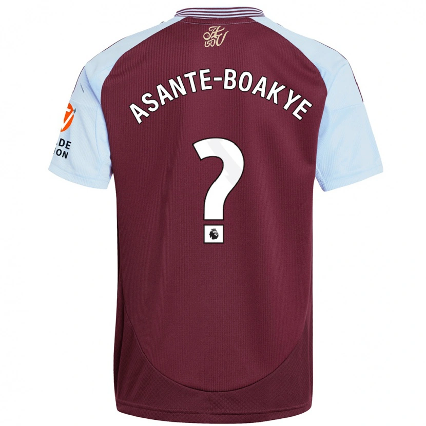 Danxen Mann Max Asante-Boakye #0 Burgund Himmelblå Hjemmetrøye Drakt Trøye 2024/25 Skjorter T-Skjorte