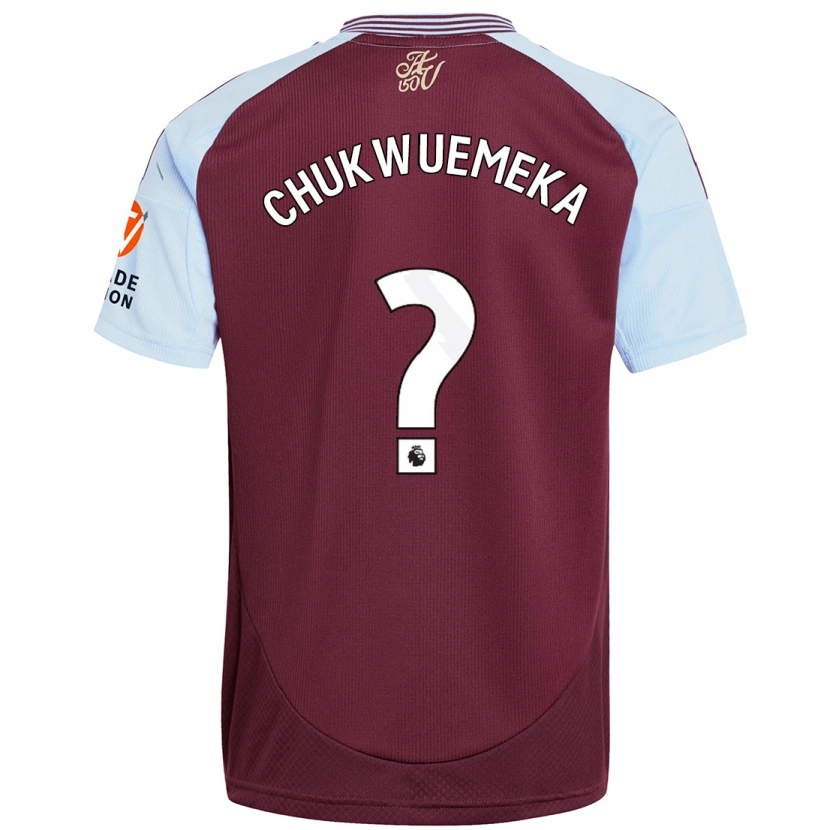 Danxen Mann Caleb Chukwuemeka #0 Burgund Himmelblå Hjemmetrøye Drakt Trøye 2024/25 Skjorter T-Skjorte