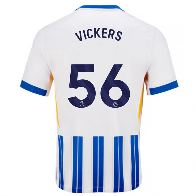 Danxen Mann Caylan Vickers #56 Hvit Blå Nålestriper Hjemmetrøye Drakt Trøye 2024/25 Skjorter T-Skjorte