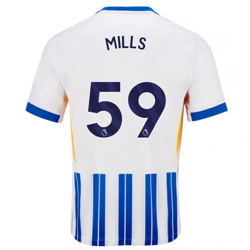 Danxen Mann Harry Mills #59 Hvit Blå Nålestriper Hjemmetrøye Drakt Trøye 2024/25 Skjorter T-Skjorte