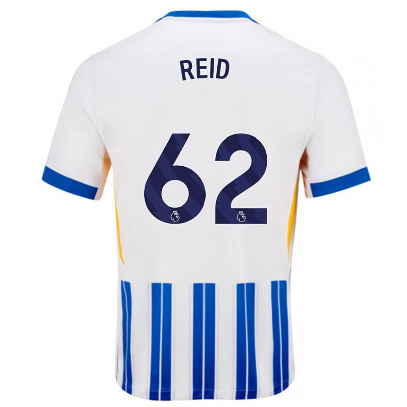Danxen Mann Tommy Reid #62 Hvit Blå Nålestriper Hjemmetrøye Drakt Trøye 2024/25 Skjorter T-Skjorte