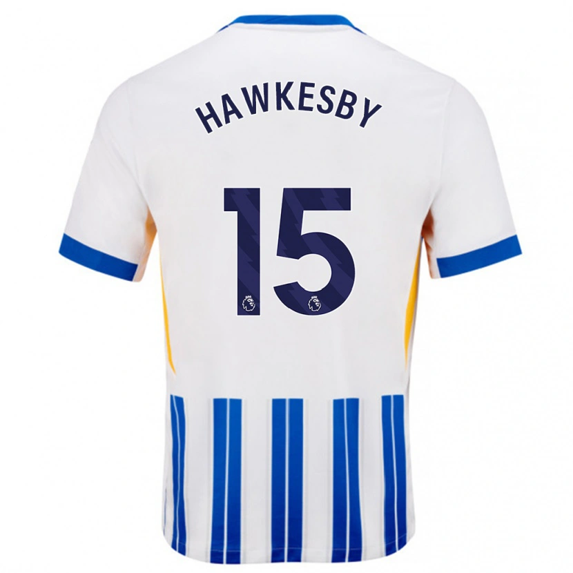 Danxen Mann Mackenzie Hawkesby #15 Hvit Blå Nålestriper Hjemmetrøye Drakt Trøye 2024/25 Skjorter T-Skjorte