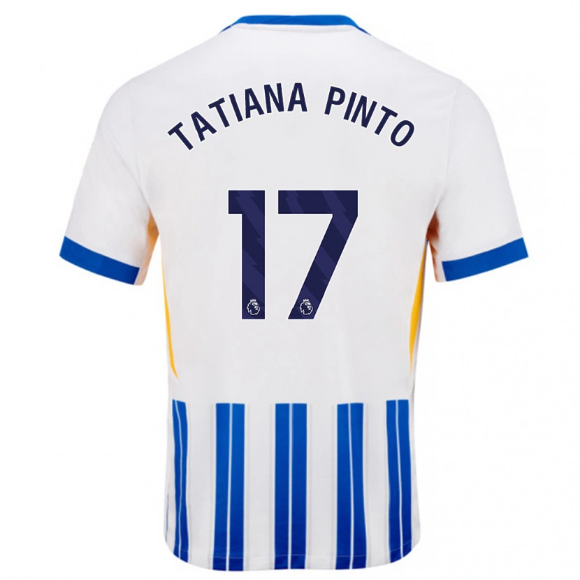 Danxen Mann Tatiana Vanessa Ferreira Pinto #17 Hvit Blå Nålestriper Hjemmetrøye Drakt Trøye 2024/25 Skjorter T-Skjorte